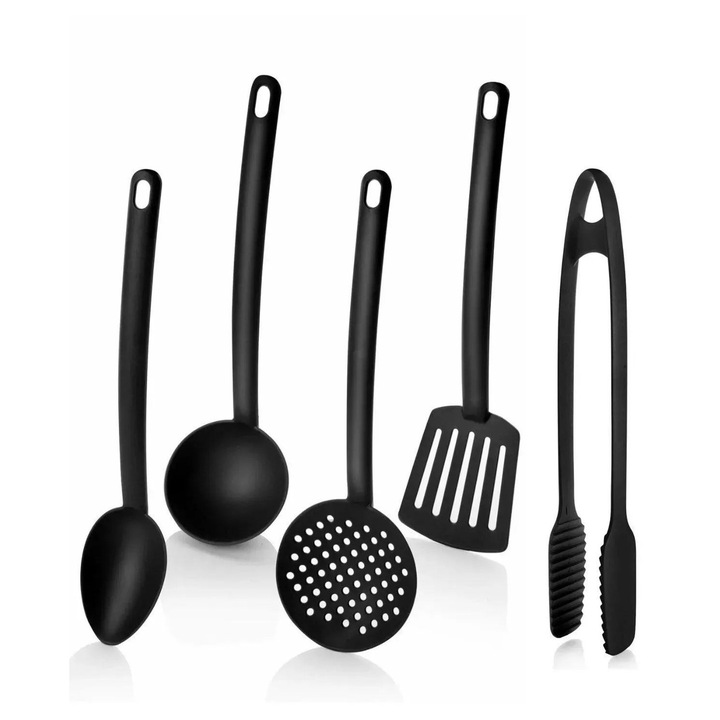 Set de Servire 5 Piese, Hermia Concept, Plastic, Negru, 30cm