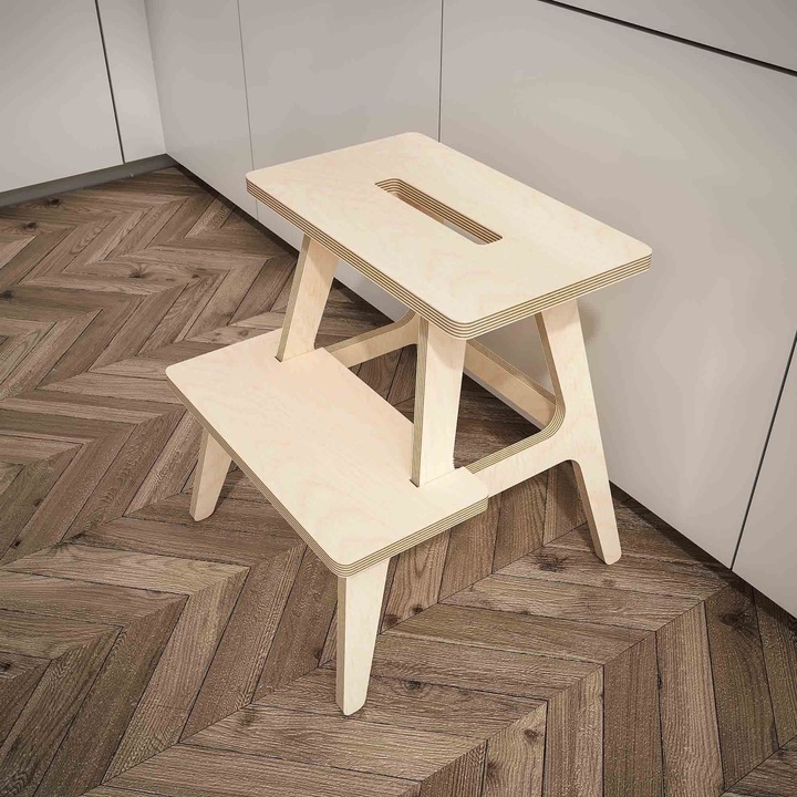 Табуретка Woody Fashion 480, дърво от габър, естествена, 43x47x44см