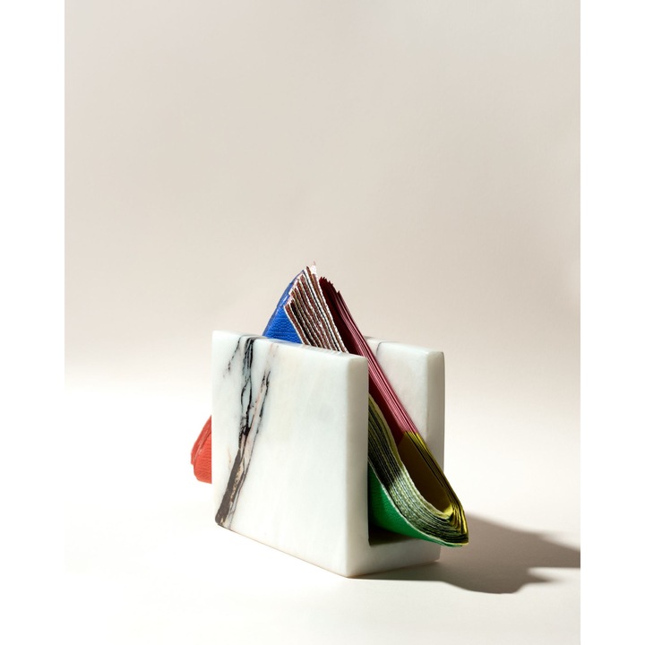 Suport servetele, Hermia Concept, marmura Sicilia Lila, alb, 6x13x10cm