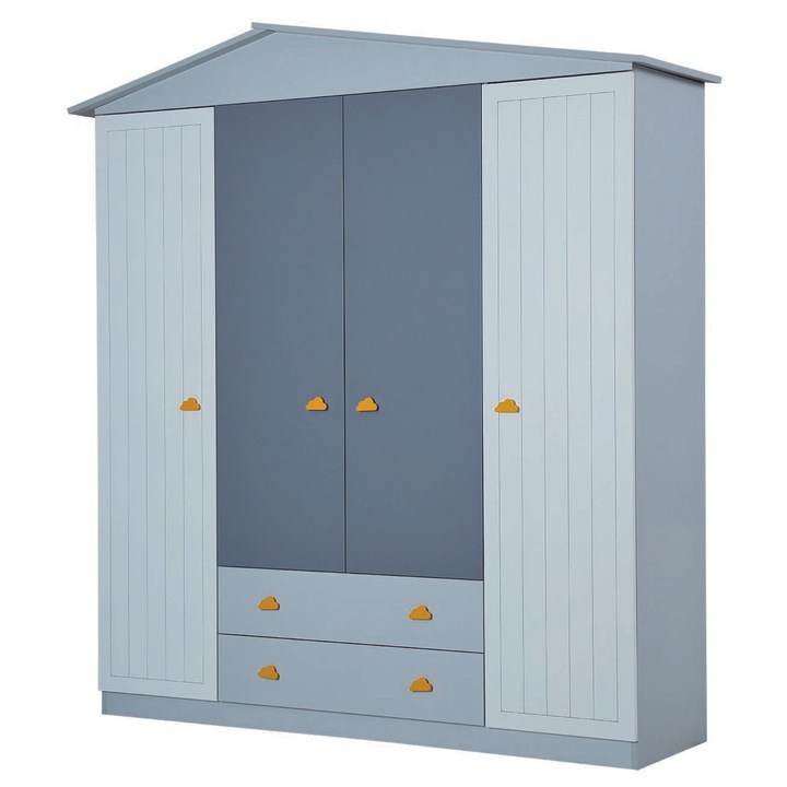 Dulap cu 4 Usi, Woody Fashion, Gri, 192x210x57cm