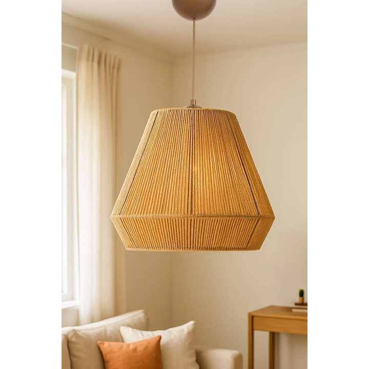 Lustra Macrame, Opviq, bej, 24-60cm, 1 x E 27 Max 40 W