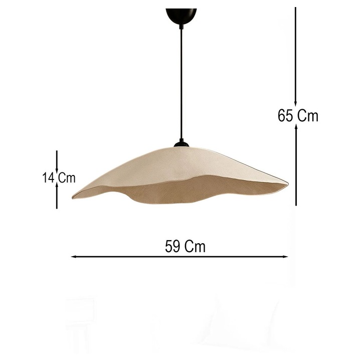 Lustra Opviq 975 crem-auriu, dimensiuni ajustabile 20-65cm, capac din beton carbon O59xH14cm