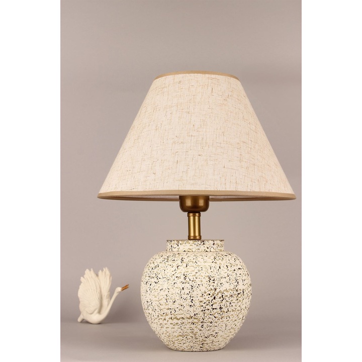 Veioza Opviq, ceramica, capac textil, 39cm, multicolor