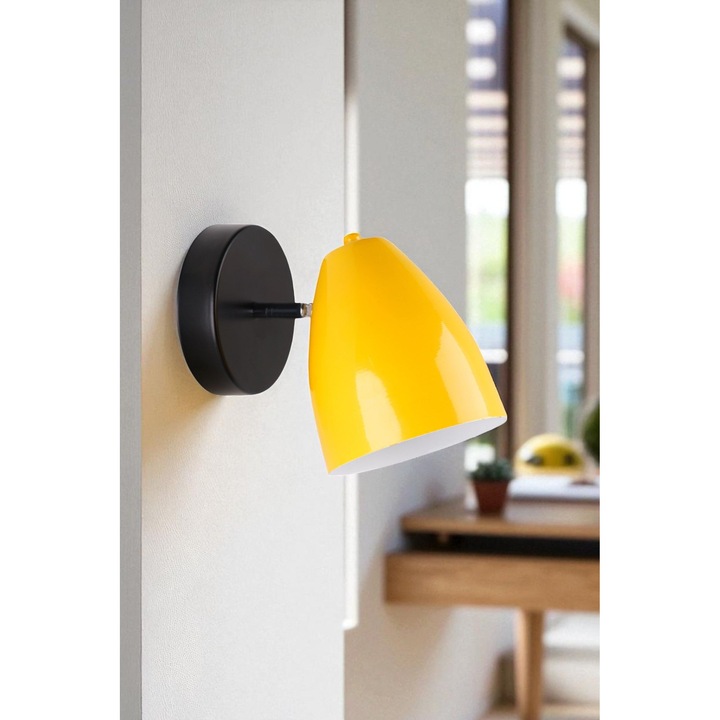 Аплик Opviq, горчица и черен, метал, 14x12.5см