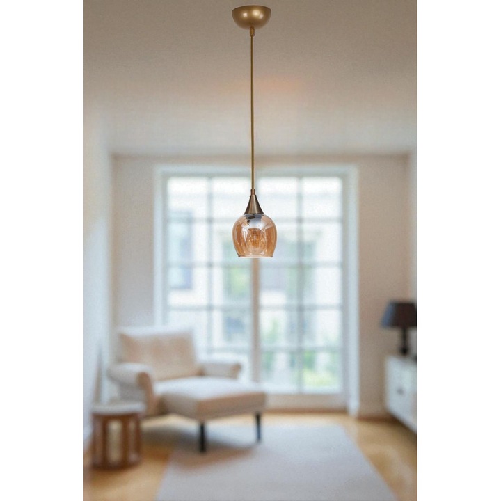 Полилей Opviq, модел 284, метал със стъклен капак, цвят мед и злато, регулируема височина, 80см