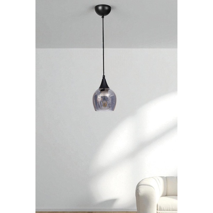 Лампа Opviq, метал и стъкло, сиво и черно, 80см, 1 x E 27 Max 40 W