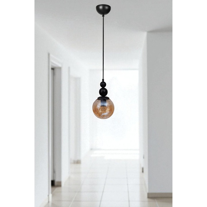 Лампа Opviq, модел 744, метал със стъклен капак, цвят мед и черен, регулируема височина, размери 80см