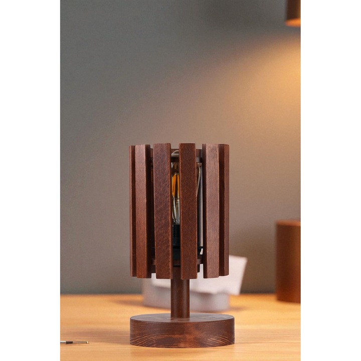 Veioza din lemn, Opviq, 29cm, culoare nuc