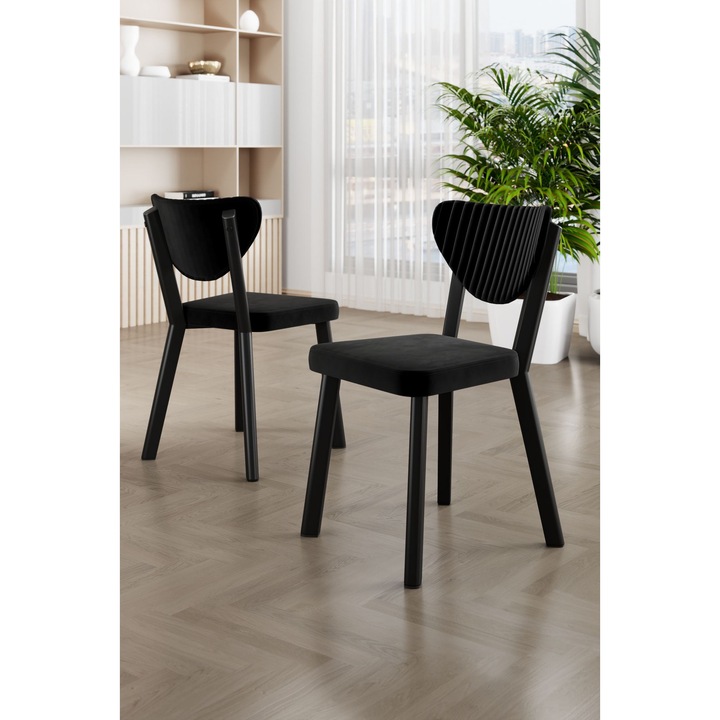 Комплект столове от 6 части, Woody Fashion, черен, 45x86x46см