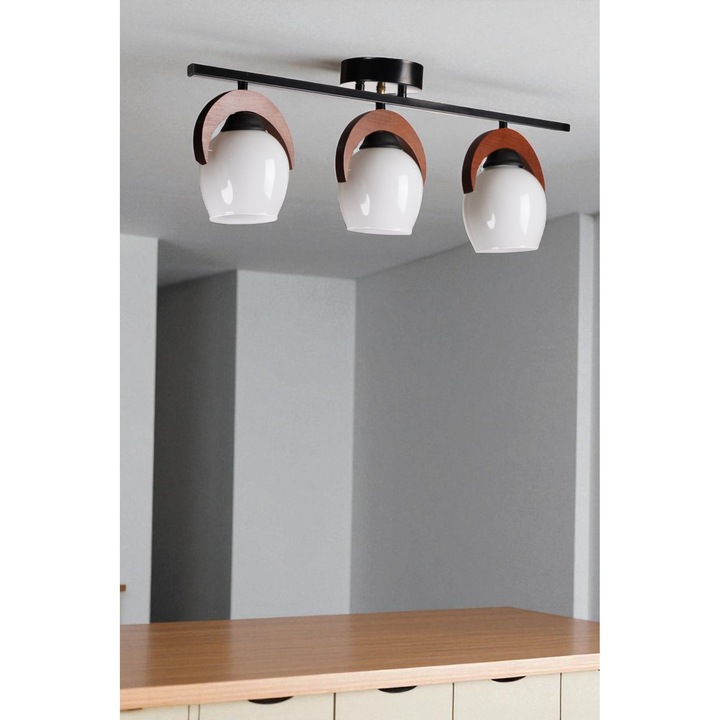 Lustra Opviq, alb, nuc, negru, 3 x E27, inaltime 26 cm