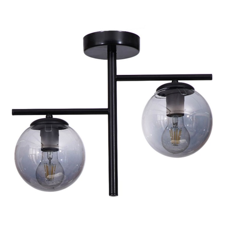 Lustra Opviq, metal/ sticla, gri/ negru, 15x23cm, inaltime 34cm