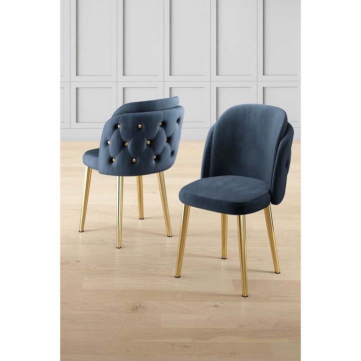 Set de scaune Woody Fashion, 6 piese, metal, antracit si aurie, 45x46x82cm