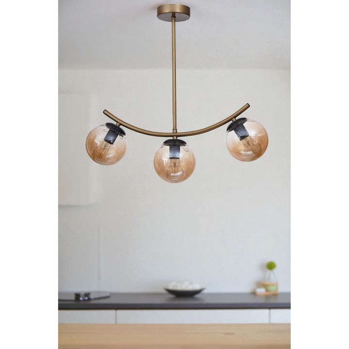 Lustra Opviq, dimensiuni ajustabile 40-60cm, culoare miere si auriu