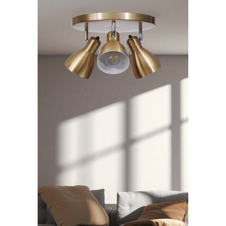 Лампа Opviq, модел 580, златен метал, размери 20x30см, 3 фасунги E27