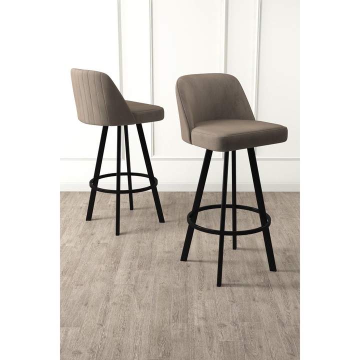 Комплект бар столове Woody Fashion, 6 броя, Капучино и Черно, 44x42x105см, височина на седалката 76см