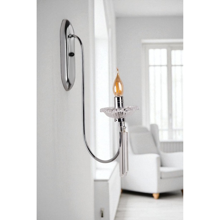 Аплик Opviq, модел 080, метал, хром, 53см, 24x10x5см