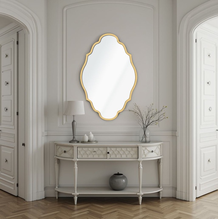 Woody Fashion dekoratív tükör, arany, 45x70cm, MDF keret, 2cm vastagság