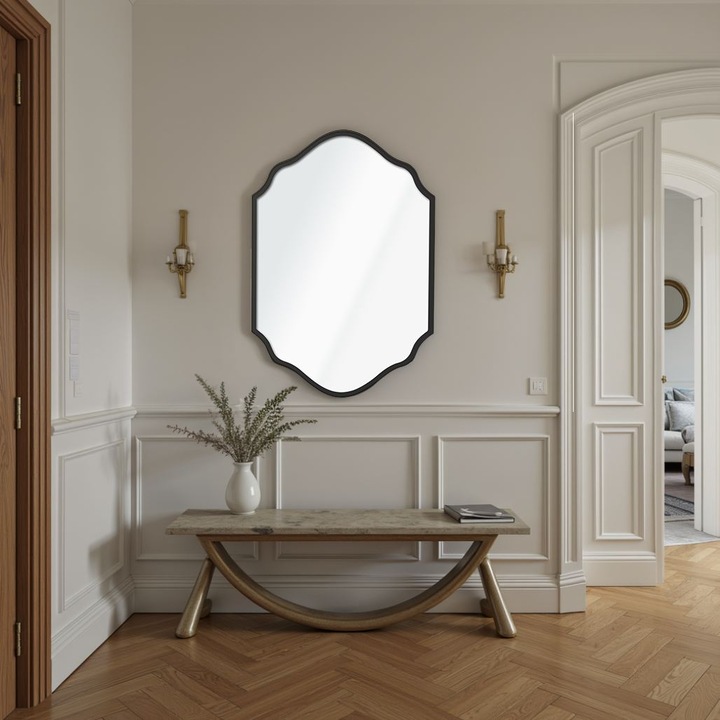 Woody Fashion Dísztükör, 47x70cm, fekete, MDF keret, üveg