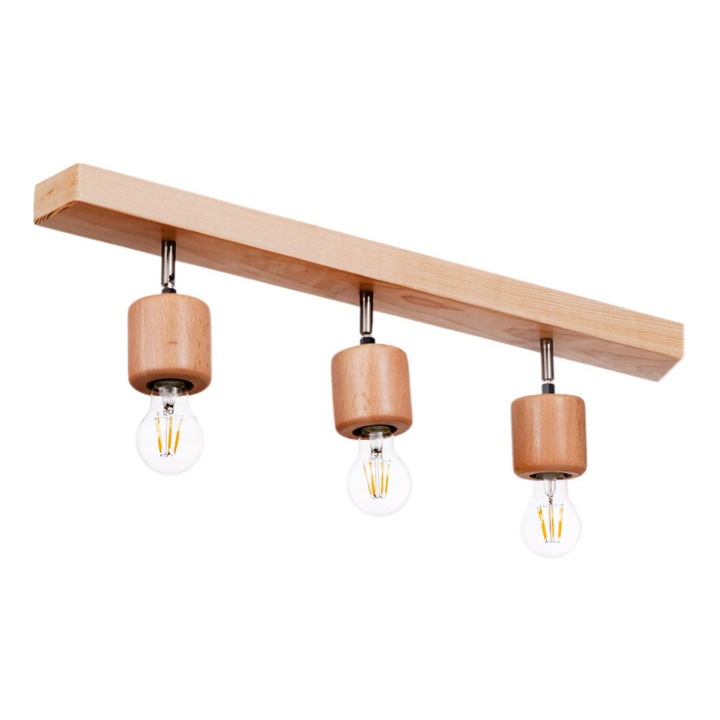 Lustra din lemn, Opviq, culoare stejar, inaltime totala 18cm