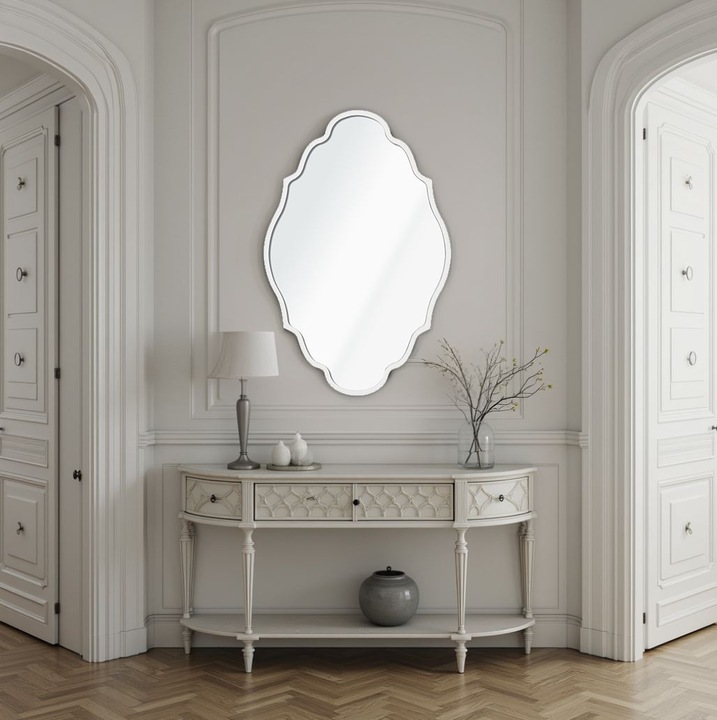 Woody Fashion dekoratív tükör, fehér, 30x47cm, MDF keret