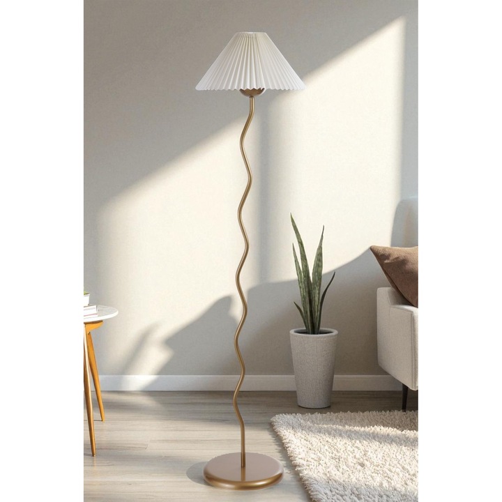 Lampa de podea Opviq, alb si auriu, 155cm, design elegant, corp metalic