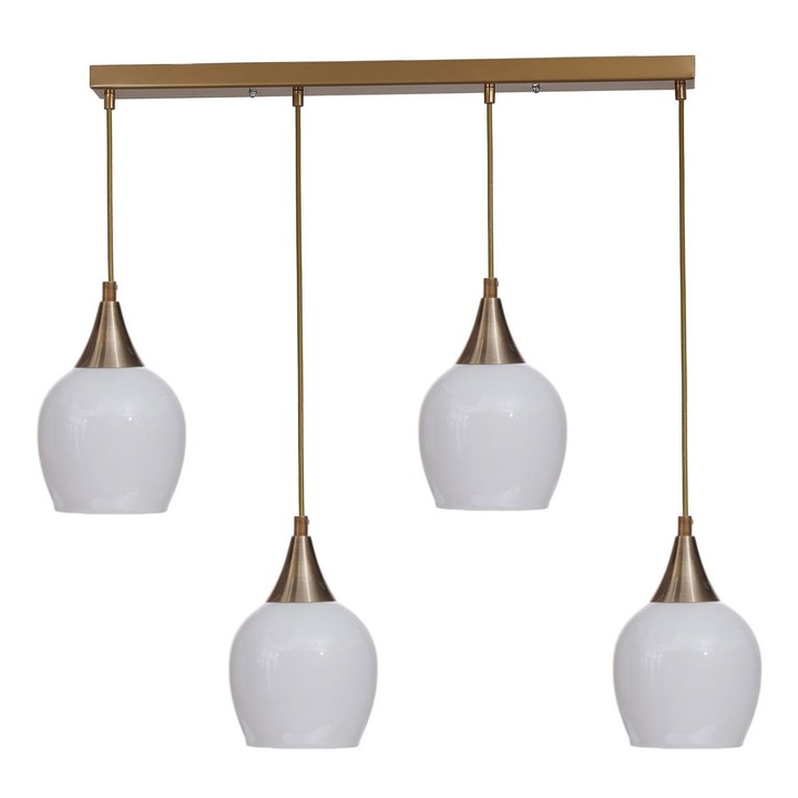 Lustra Opviq, alb si auriu, dimensiuni 80cm, cap din sticla O12 h:19cm