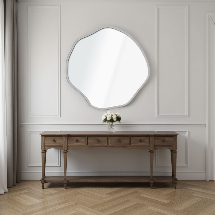 Woody Fashion dekoratív tükör, 40x40cm, ezüst, MDF keret