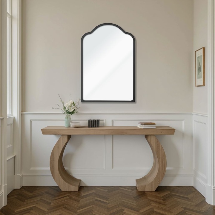 Woody Fashion dekoratív tükör, fekete, 30x45cm