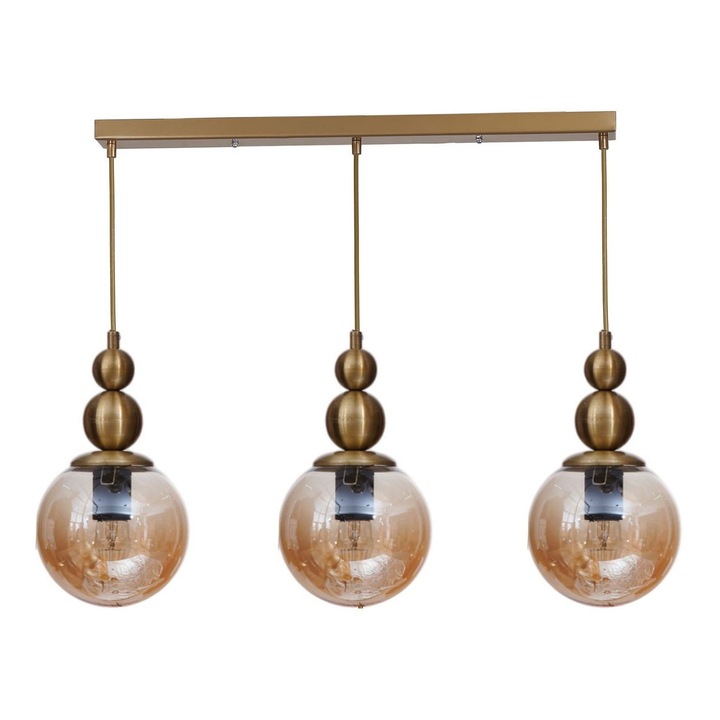 Lustra Opviq, metal cu capac din sticla, culoare miere si aur, inaltime ajustabila, dimensiuni 80cm