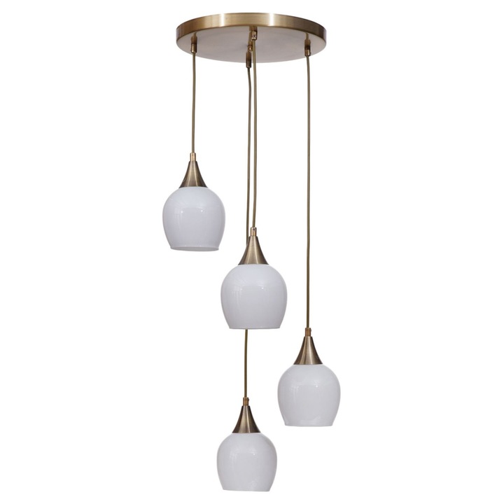 Lustra Opviq, alb si auriu, dimensiuni 80cm, O12x19cm, O30x3cm, 4xE27