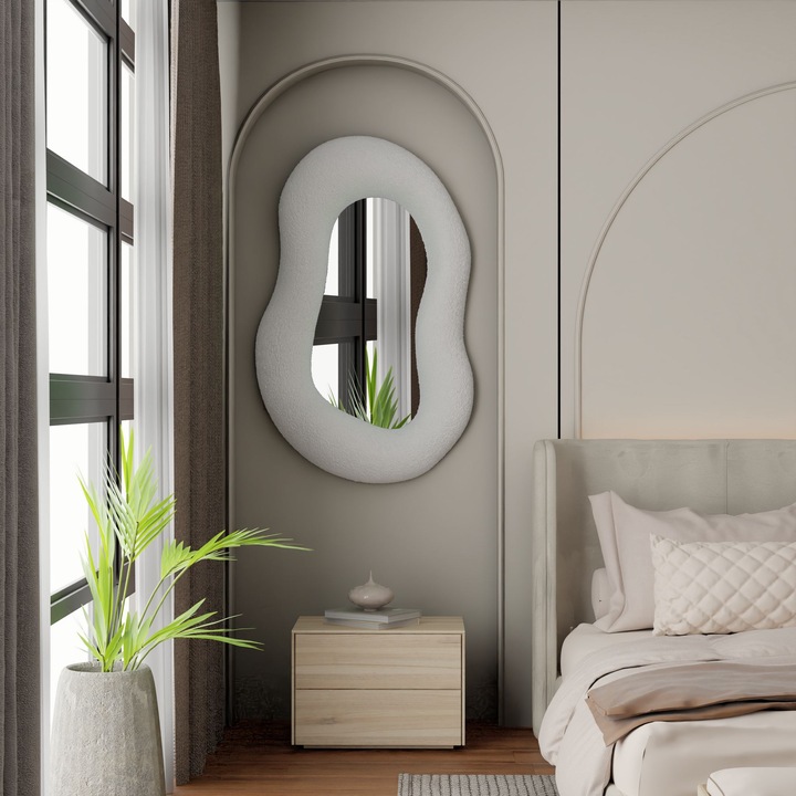 Woody Fashion Dísztükör, 50x80cm, fehér, 12cm vastagság