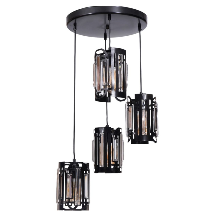 Lustra Opviq, model 232, metal negru, dimensiuni 80x30cm, capac din sticla