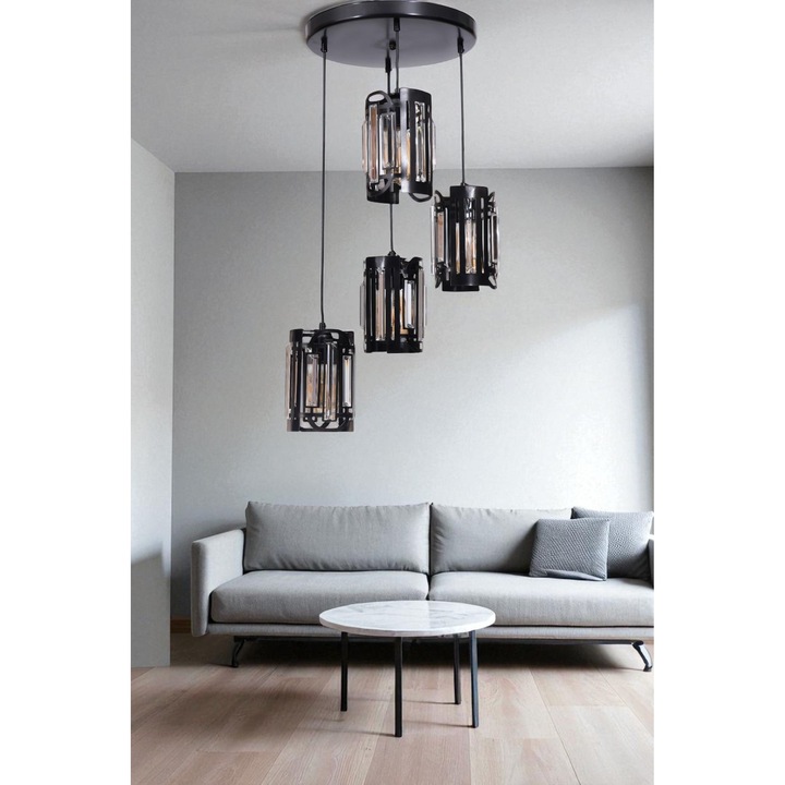 Полилей Opviq, модел 232, черен метал, размери 80x30см, стъклен капак