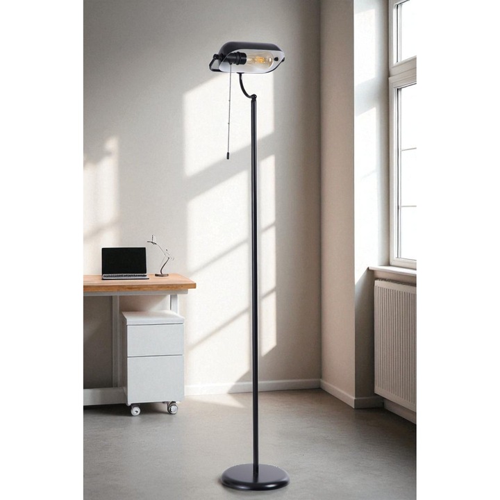 Lampa de podea, Opviq, design modern, metal, neagra, 158cm, set