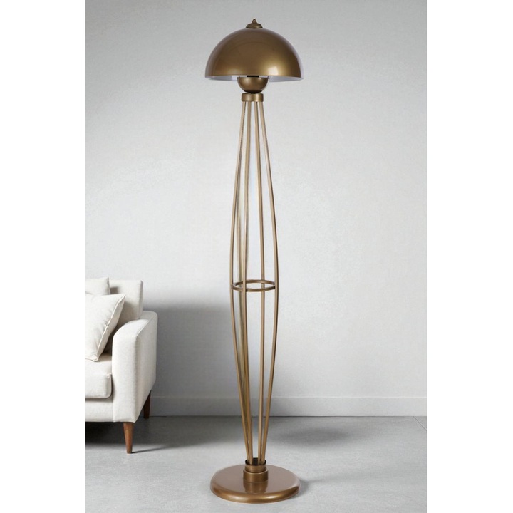 Lampa de podea, Opviq, metal, inaltime ajustabila, aurie, 150cm
