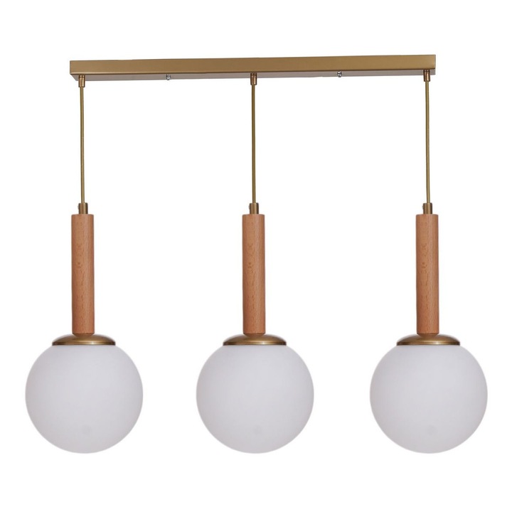 Lustra, Opviq, alb, stejar, aur, 80 cm, corp metalic, capac sticla