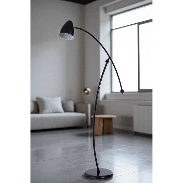 Lampa de podea, Opviq, 155cm, neagra, design modern, corp metalic