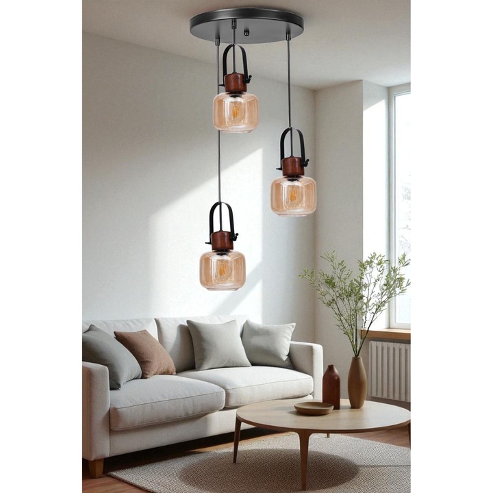 Lustra, Opviq, 3 socluri E27, inaltime ajustabila, O30x80 cm