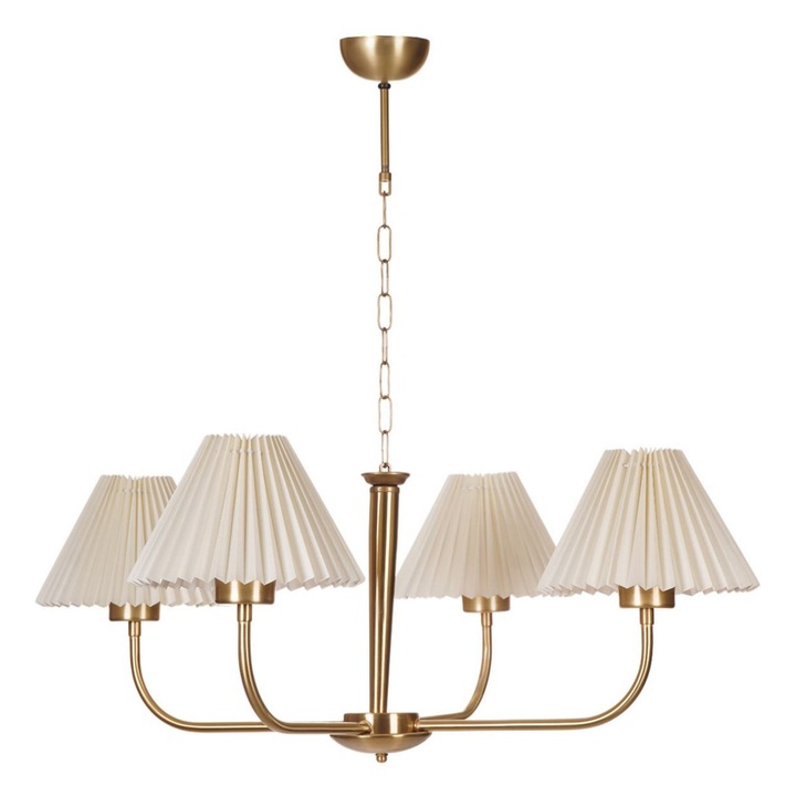 Lustra Opviq, crem si auriu, 4 x E 27, inaltime ajustabila, 80 cm