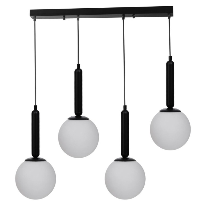 Lustra Opviq, model 031, alb-negru, dimensiuni 80cm, capac din sticla O15h15cm