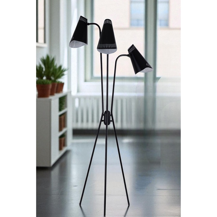 Lampa de podea, Opviq, 180cm, neagra, design modern, corp metalic