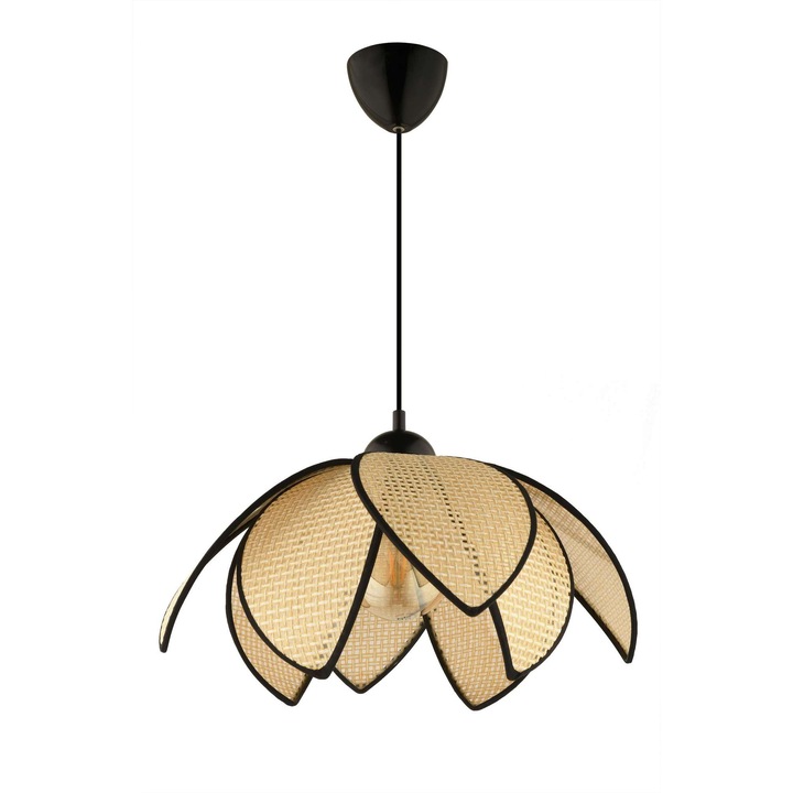 Lustra tip pendul Opviq, crem si negru, dimensiuni O23x23cm, inaltime ajustabila 32-70cm