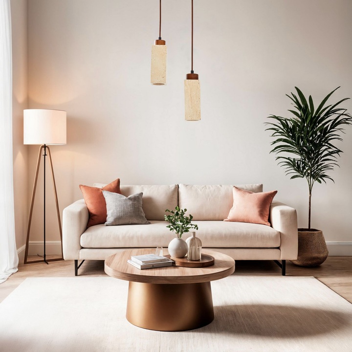 Лампа Opviq, 115, бежов и орех, регулируеми размери 23-153см, капак травертин