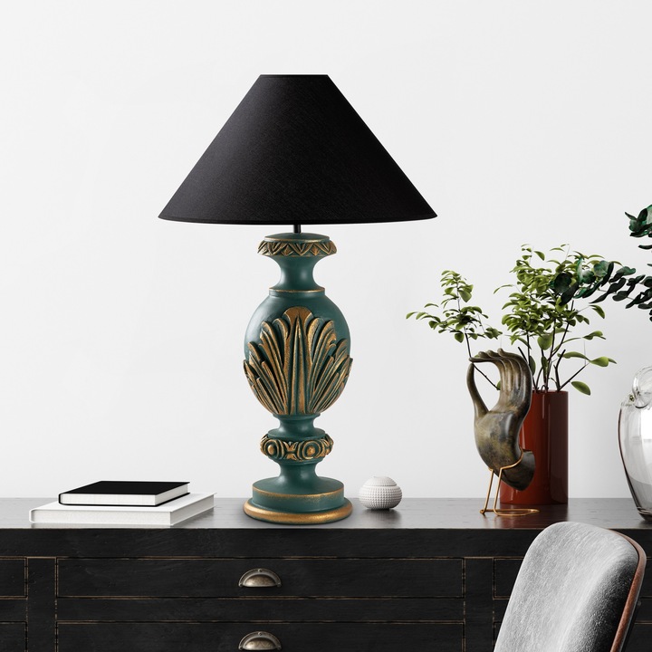 Veioza Opviq, design elegant, verde si negru, 50x50x74cm