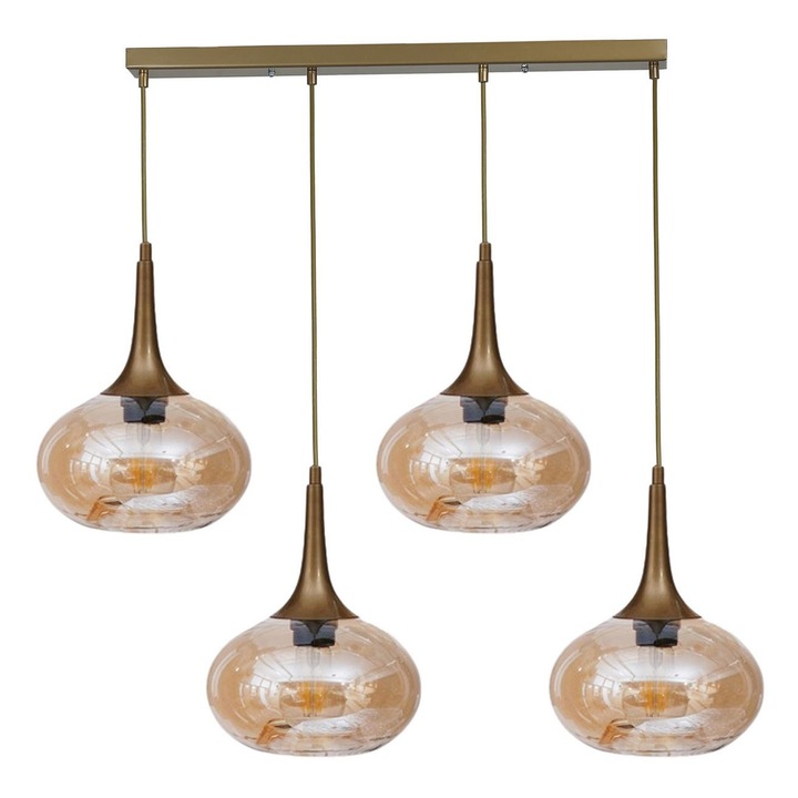 Lustra Opviq, auriu si culoarea mierii, 4 x E27, inaltime 80cm