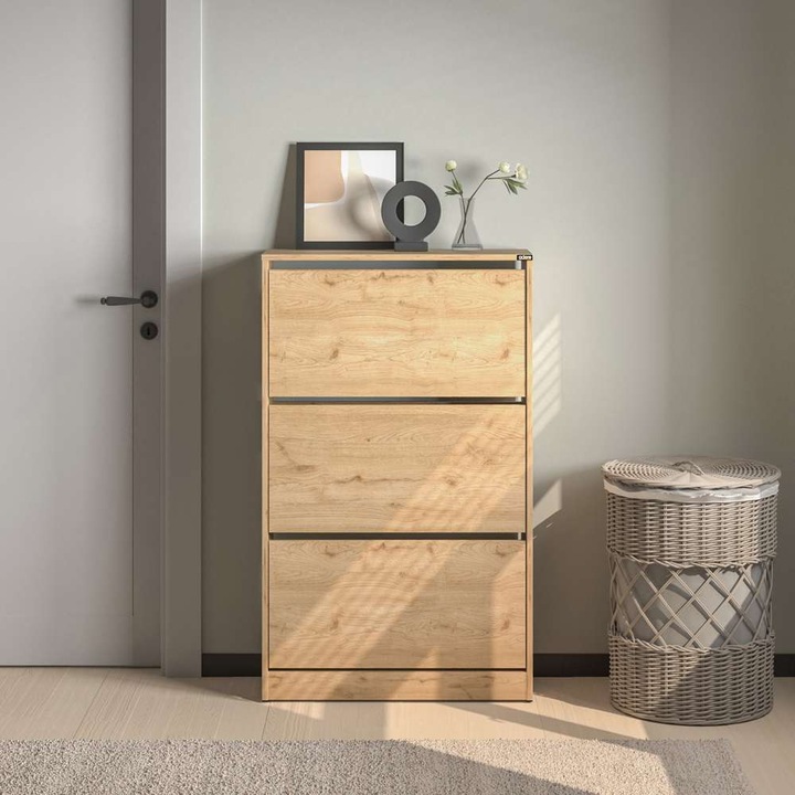 Woody Fashion cipősszekrény, 901-es modell, 100% melamin, 73x119x26cm, tölgy színű