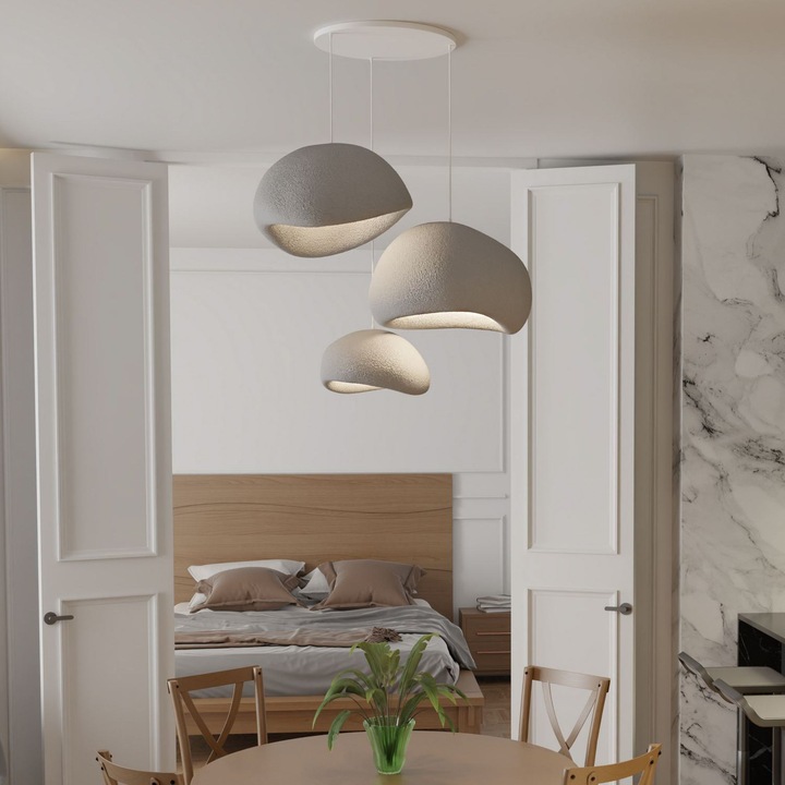 Лампа Opviq, сив бетон, размери 50x37x28cm, 42x38x28cm, 34x28x19cm, регулируема височина