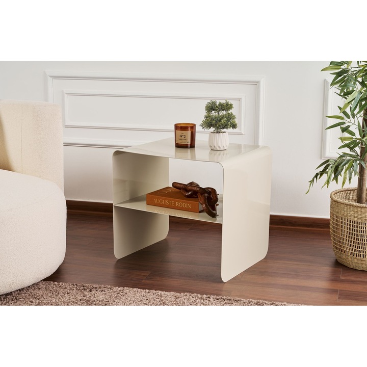 Masa laterala, Woody Fashion, 45x56x52cm, metal, taupe