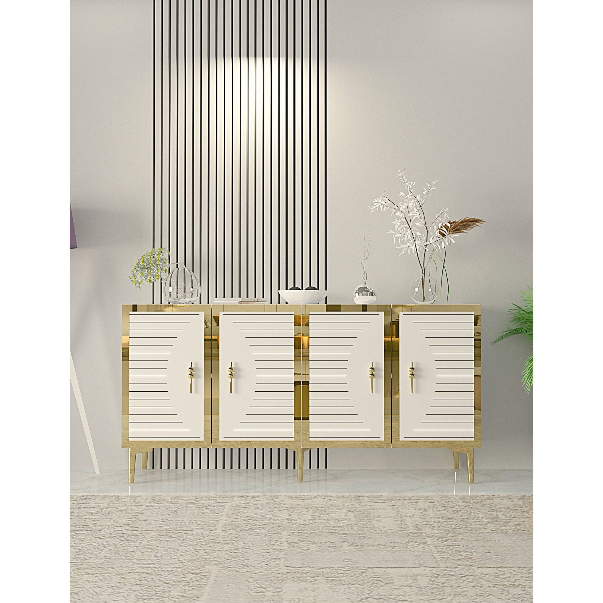 Consola Woody Fashion, Sapphire, Alb, Aur, 150x75x32cm, 18mm