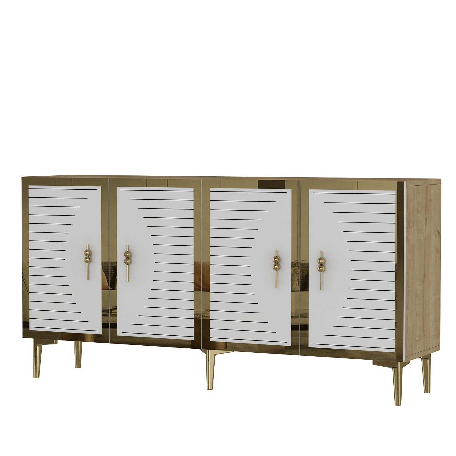 Consola Woody Fashion, Sapphire, Alb, Aur, 150x75x32cm, 18mm